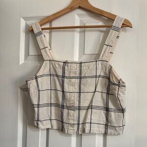 a new day Black and Cream Plaid Crop Top